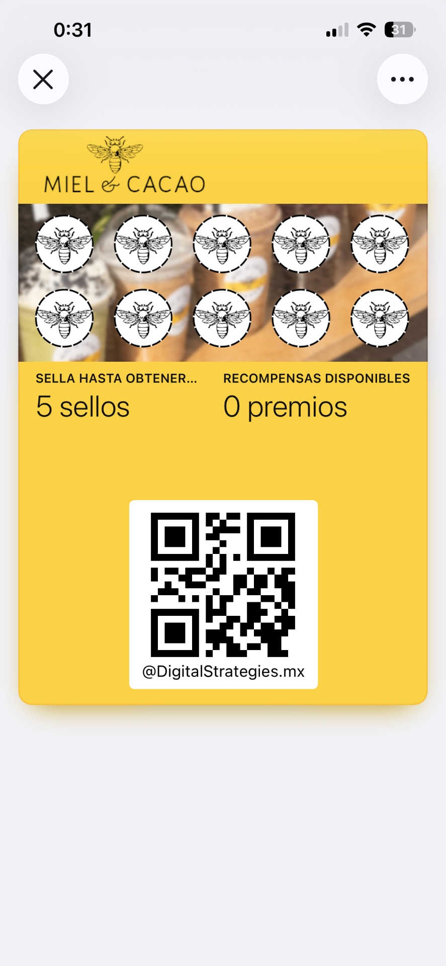 Tarjeta de lealtad de Miel & Cacao